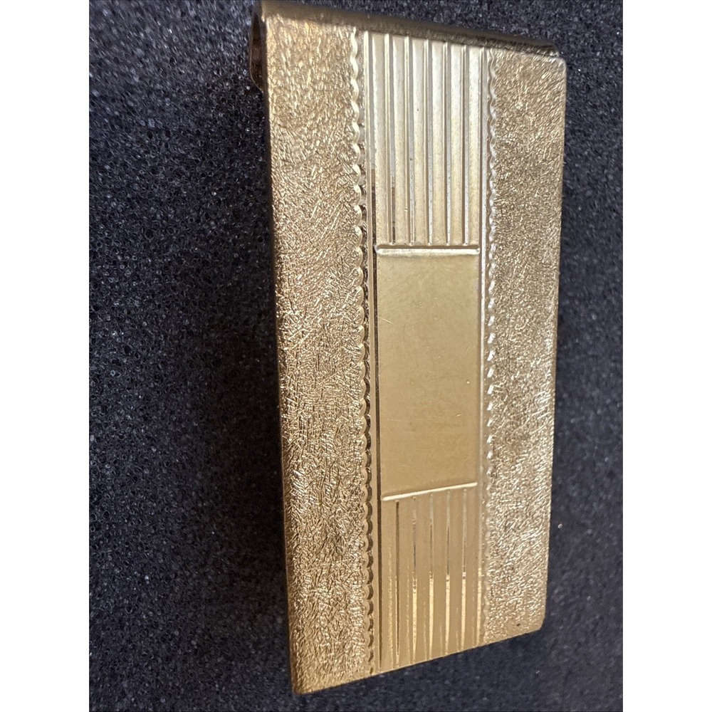 Vintage Anson Gold Plated Pat. 3049772 Money Clip Brass Etched 2 Texture Design